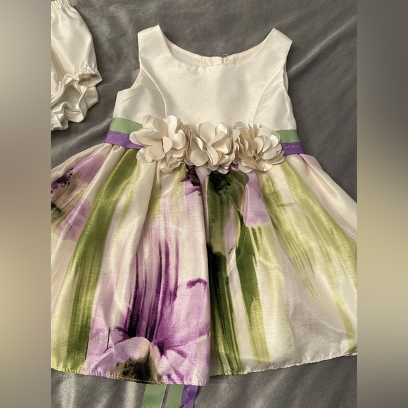 18 month girl Easter spring formal dress floral purple green cream pictures - Picture 3 of 7